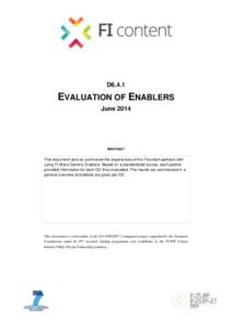 D6.4.1  EVALUATION OF ENABLERS JuneABSTRACT
