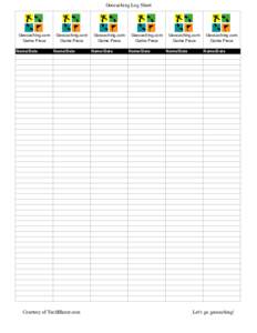 Geocaching Log Sheet  Geocaching.com Game Piece Name/Date