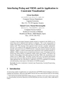 Interfacing Prolog and VRML and its Application to Constraint Visualization∗ G¨oran Smedb¨ack  Computer Science Department Uppsala University