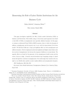 Reassessing the Role of Labor Market Institutions for the Business Cycle Mirko Abbrittia , Sebastian Weberb c