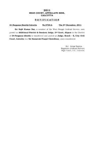 2011 HIGH COURT, APPELLATE SIDE, CALCUTTA NOTIFICATION 24-Parganas (South)-Calcutta