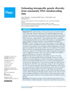 Estimating intraspecific genetic diversity from community DNA metabarcoding data Vasco Elbrecht1,2, Ecaterina Edith Vamos1, Dirk Steinke2 and Florian Leese1,3 1