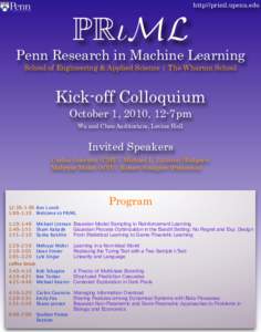 http://priml.upenn.edu  PRιML Penn Research in Machine Learning School of Engineering & Applied Science | The Wharton School