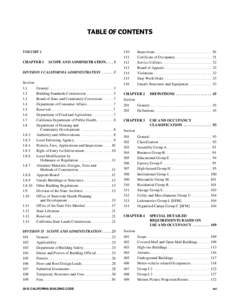 TABLE OF CONTENTS VOLUME 1 CHAPTER 1 SCOPE AND ADMINISTRATION