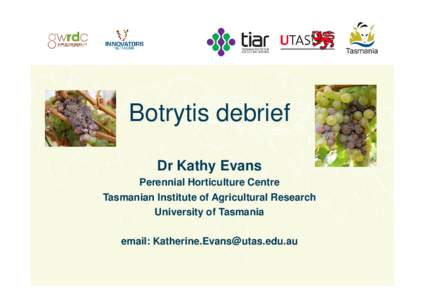 Botrytis debrief Dr Kathy Evans Perennial Horticulture Centre Tasmanian Institute of Agricultural Research University of Tasmania email: [removed]