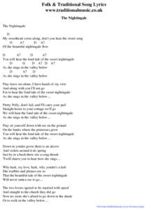 Folk & Traditional Song Lyrics - The Nightingale