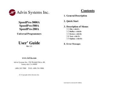 Contents  Advin Systems Inc. 1. General Description