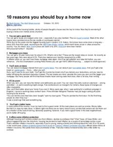 10 reasons you should buy a home now