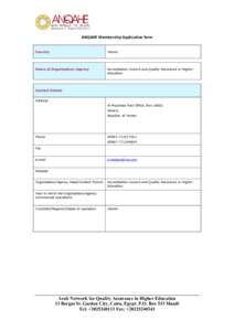 ANQAHE Membership Application form Country Yemen  Name of Organisation/Agency