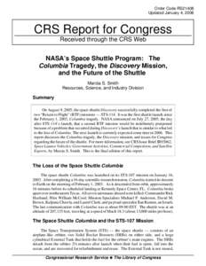 NASA's Space Shuttle Program:   The Columbia Tragedy, the Discovery Mission, and the Future of the Shuttle