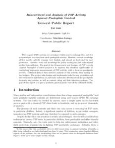 Measurement and Analysis of P2P Activity Against Paedophile Content General Public Report Fall 2009 http://antipaedo.lip6.fr