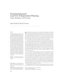 0739456X04267731 Krizek Teaching & Levinson Integrated Land Use–Transportation Planning