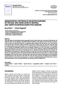 Geographia Polonica Vol. 85 NoGeographical patterns of selected features of the soil and herb layer in centraland north European scots pine forests