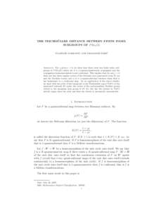 ¨ THE TEICHMULLER DISTANCE BETWEEN FINITE INDEX SUBGROUPS OF P SL2 (Z) ˇ ´