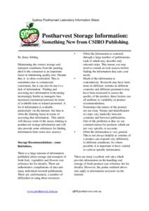 Sydney Postharvest Laboratory Information Sheet.  Postharvest Storage Information: Something New from CSIRO Publishing. • By Jenny Jobling