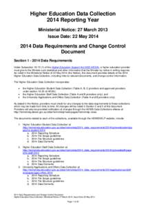 Data Requirements and Change Control Document