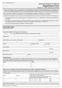 QIC - Lobbyists Form 1.4  Queensland Register of Lobbyists Registration Form