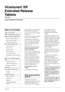 Viramune XR Extended-Release Tablets Nevirapine Consumer Medicine Information