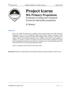 Project Icarus  Module: Module 4.0: Primary Propulsion April 21, 2011