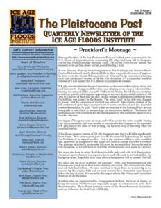 Vol. 3, Issue 3 September 2006 The Pleistocene Post  Quarterly Newsletter of the