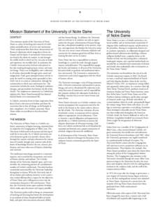  mission statement of the university of notre dame Mission Statement of the University of Notre Dame Context This statement speaks of the University of Notre