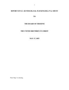 1  REPORT OF D.C. KUMMLER, D.K. FLICKINGER & W.J. SHUEY TO