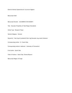 Elsevier Editorial System(tm) for Journal of Algebra  Manuscript Draft Manuscript Number: JALGEBRA-D-06-00292R1