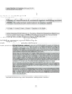 Indian J Med Res 142, September 2015, ppDOI:Efficacy of moxifloxacin & econazole against multidrug resistant (MDR) Mycobacterium tuberculosis in murine model U.D. Gupta*, N. Vemuri, P. G