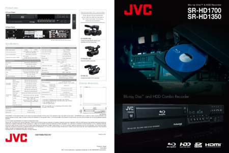 Blu-ray Disc™ & HDD Recorder  SR-HD1700 SR-HD1350  Product view