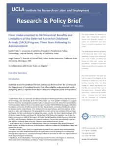 Institute for Research on Labor and Employment  Research & Policy Brief Number 27– MayFrom Undocumented to DACAmented: Benefits and