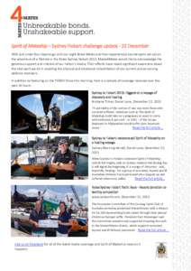 Spirit of Mateship – Sydney Hobart challenge update - 22 December With just under four days to go until our eight Brave Mates and their experienced counterparts set sail on the adventure of a lifetime in the Rolex Sydn