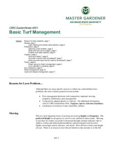 CMG GardenNotes #551  Basic Turf Management Outline:  Reason for lawn problems, page 1