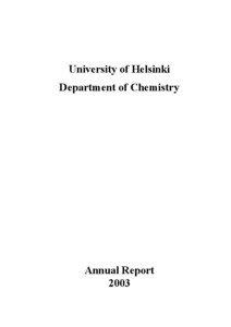 University of Helsinki Department of Chemistry