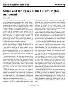 World Socialist Web Site  wsws.org Selma and the legacy of the US civil rights movement