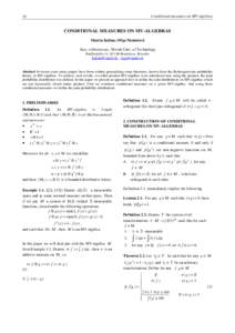 Conditional measures on MV-algebras  31 CONDITIONAL MEASURES ON MV-ALGEBRAS Martin Kalina, O ga Nánásiová