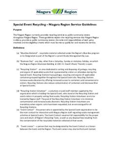 Special Event Recycling – Niagara Region Service Guidelines