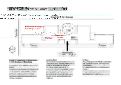 NRW-FORUM DÜSSELDORF barrierefrei Joseph-Beuys-Ufer, Rheinseite Oederallee  Barrierefreier Eingang