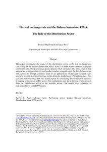 The real exchange rate and the Balassa Samuelson Effect: The Role of the Distribution Sector
