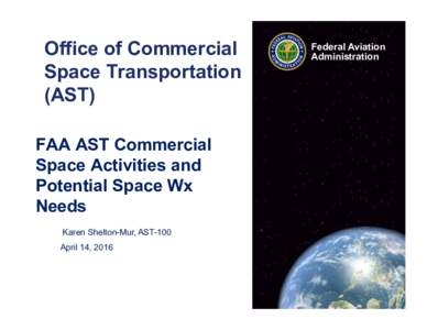 Office of Commercial Space Transportation (AST) FAA AST Commercial Space Activities and Potential Space Wx