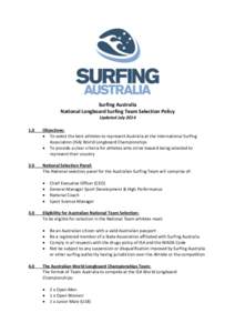 Surfing Australia National Longboard Surfing Team Selection Policy Updated July[removed]Objectives: