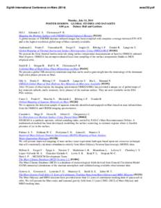 Eighth International Conference on Mars[removed]sess252.pdf Monday, July 14, 2014 POSTER SESSION: GLOBAL STUDIES AND DATASETS