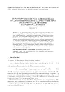 COMPUTATIONAL METHODS IN APPLIED MATHEMATICS, Vol), No.2, pp.135–162 c 2007 Institute of Mathematics of the National Academy of Sciences of Belarus SUPRACONVERGENCE AND SUPERCLOSENESS OF A DISCRETISATION FOR ELL