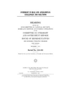 OVERSIGHT IN IRAQ AND AFGHANISTAN: CHALLENGES AND SOLUTIONS HEARING BEFORE THE