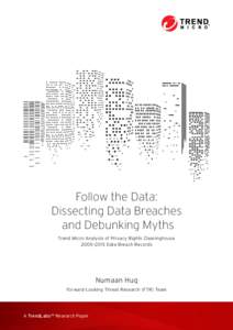 Follow the Data: Dissecting Data Breaches and Debunking Myths Trend Micro Analysis of Privacy Rights Clearinghouse 2005–2015 Data Breach Records