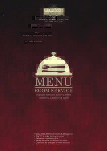 413 Pitt St, Haymarket, NSW, , MENU ROOM SERVICE Available for room delivery orders