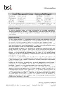 FMS Summary Report  Forest Management System – Summary Audit Report Client name:  Forestry Tasmania