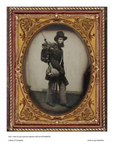 Private Albert H. Davis of 6th New Hampshire Infantry Regiment with Model 1841 Mississippi rifle, sword bayonet, knapsack with bedroll, canteen, and haversack