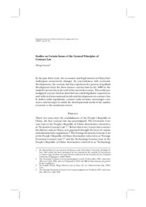 Singapore Journal of International & Comparative Law[removed]pp 28–58 Studies on Certain Issues of the General Principles of Contract Law Zheng Yunrui∗
