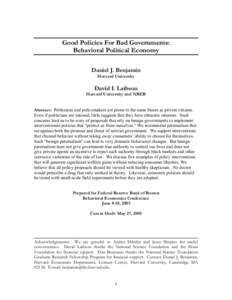 Good Policies For Bad Governments: Behavioral Political Economy