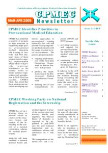 Confederation of Postgraduate Medical Education Councils  MAR-APR 2009 CPMEC Newsletter